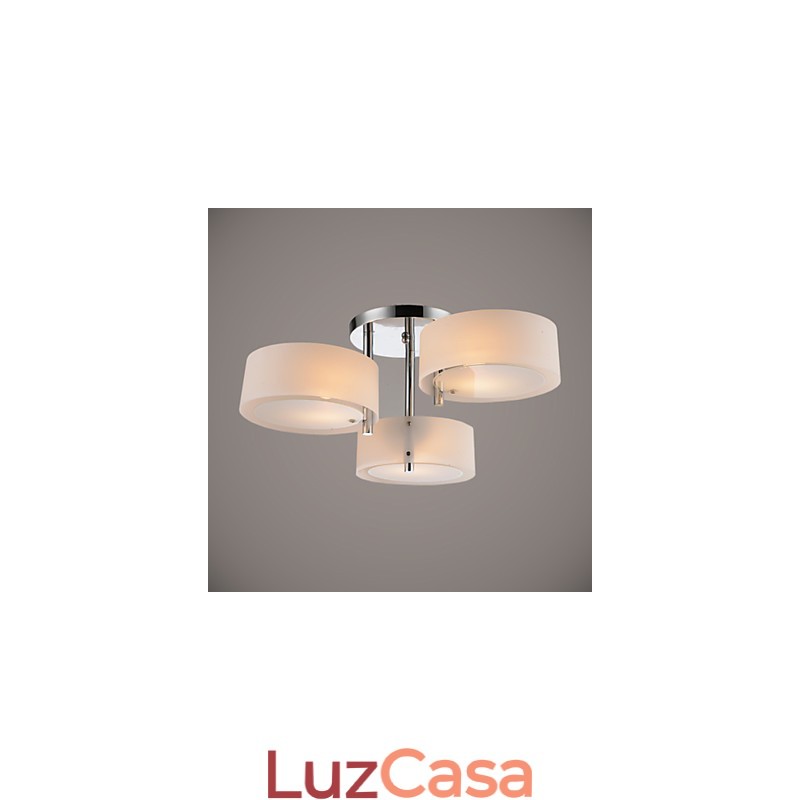 Luminária de teto moderna contemporânea embutida com 3 luzes de metal