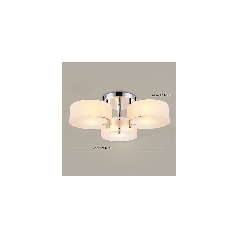 Luminária de teto moderna contemporânea embutida com 3 luzes de metal