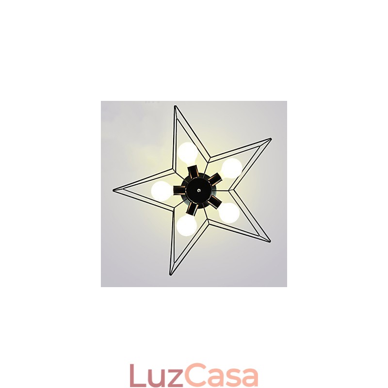 Breve iluminação de estrela de cinco pontas, luz de teto moderna personalizada, lâmpadas de habitação infantil
