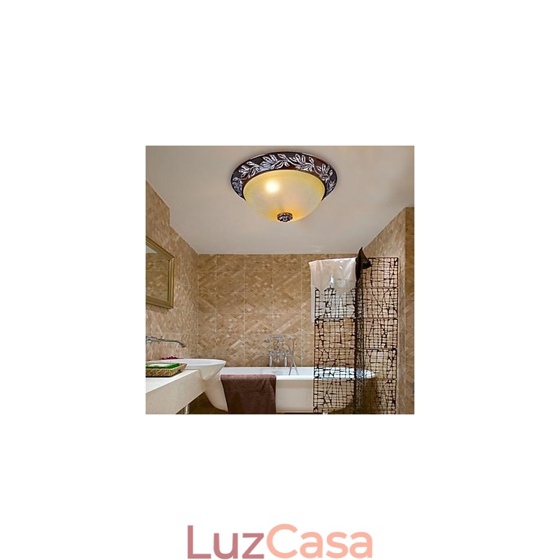 Luminária embutida em vidro branco amarelo resina prata entalhe europeu clássico