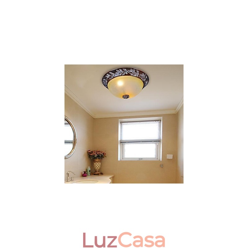 Luminária embutida em vidro branco amarelo resina prata entalhe europeu clássico