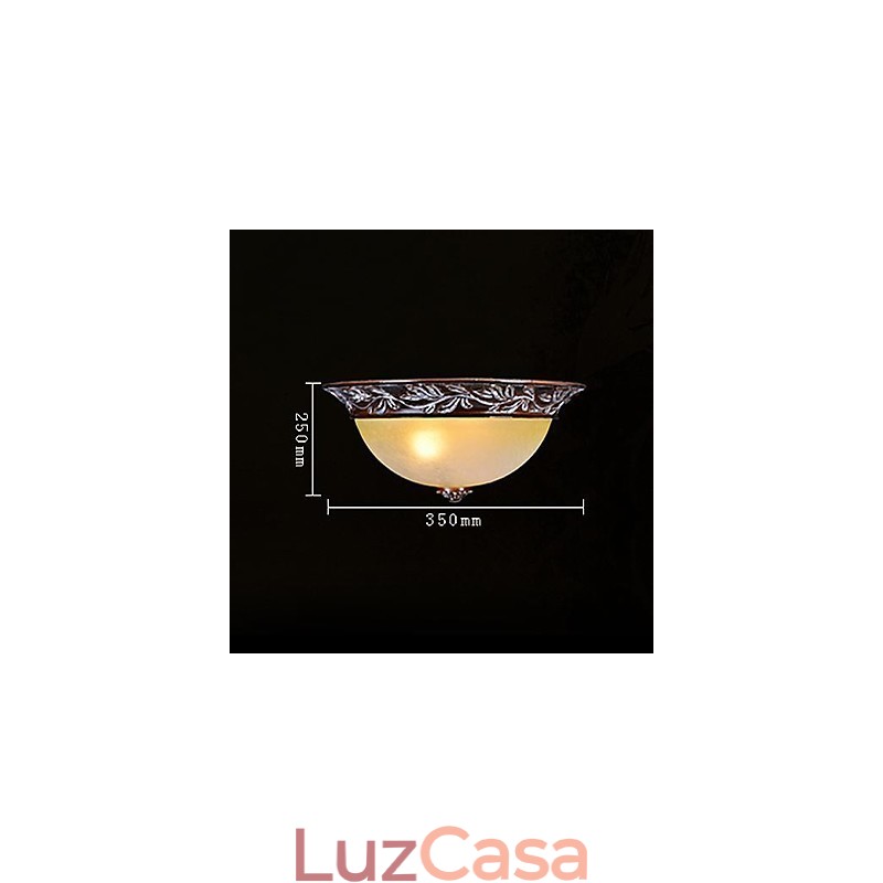 Luminária embutida em vidro branco amarelo resina prata entalhe europeu clássico