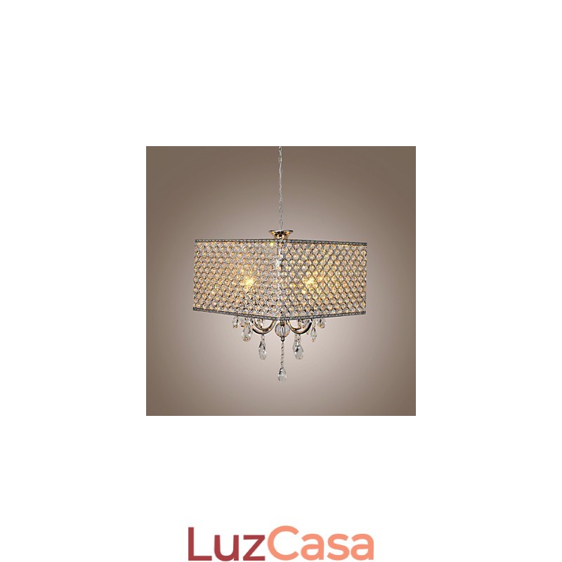 Lustre de metal com pintura de cristal de tambor moderno e contemporâneo