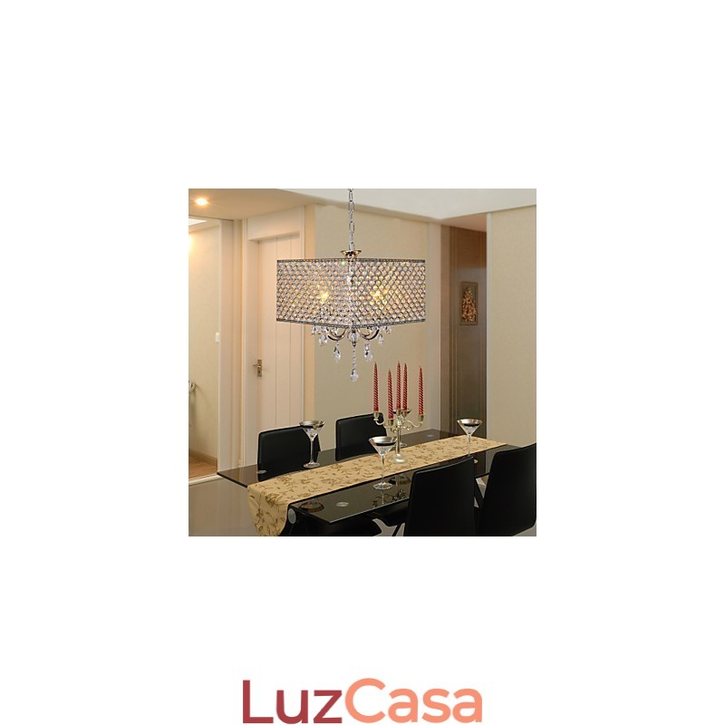 Lustre de metal com pintura de cristal de tambor moderno e contemporâneo