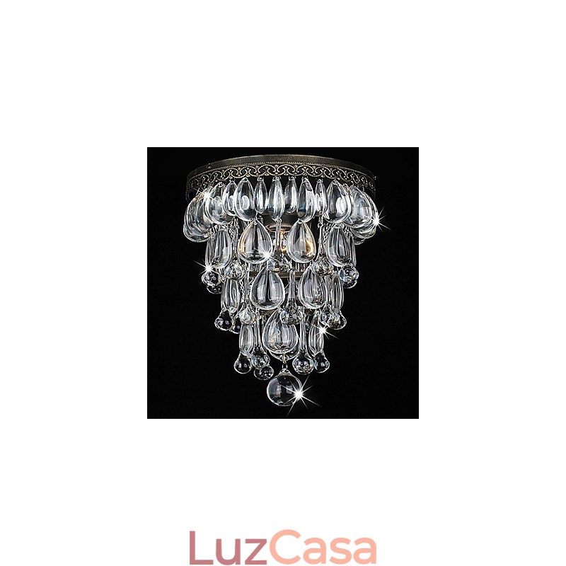 Cristal Flush Mount 1 Luz Vintage Ferro Galvanoplastia