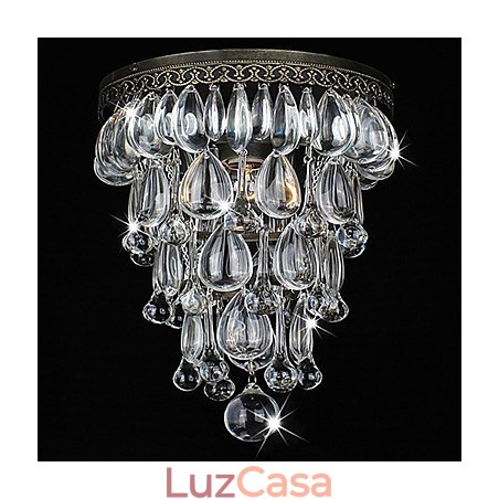 Cristal Flush Mount 1 Luz Vintage Ferro Galvanoplastia Cristal Flush Mount 1 Luz Vintage Ferro Galvanoplastia
