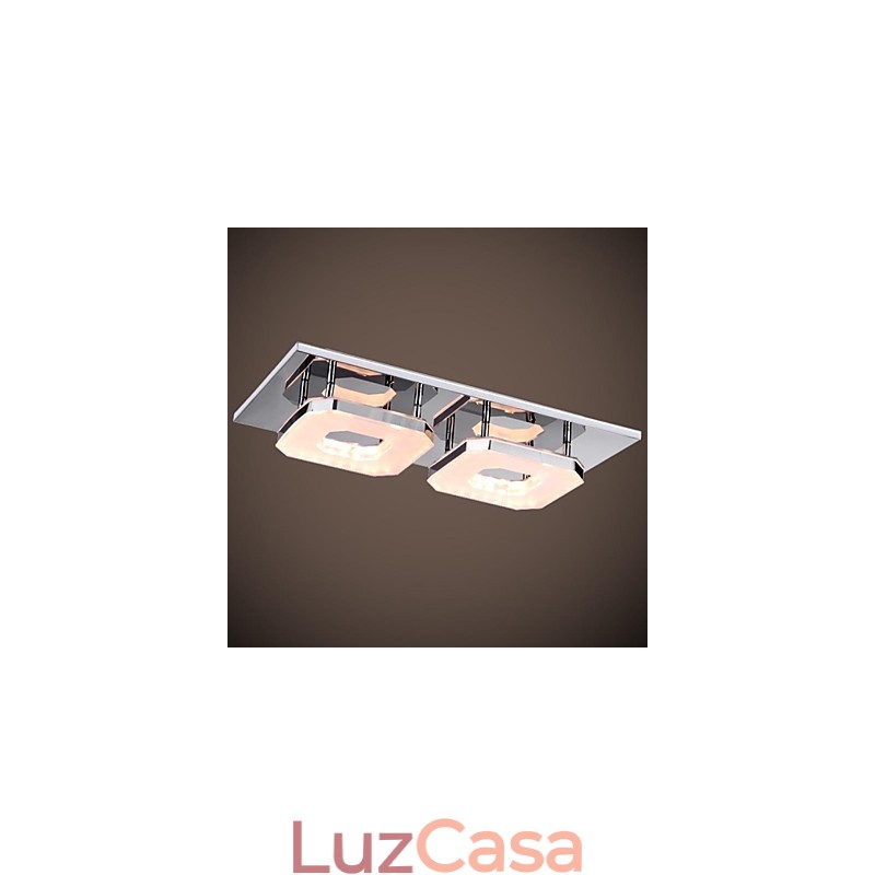 16W Acrílico Flush Mount 2 luzes Moderno Acrílico Galvanoplastia Aço Inoxidável