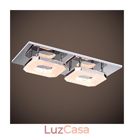 16W Acrílico Flush Mount 2 luzes Moderno Acrílico Galvanoplastia Aço Inoxidável