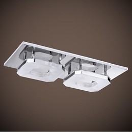 16W Acrílico Flush Mount 2 luzes Moderno Acrílico Galvanoplastia Aço Inoxidável