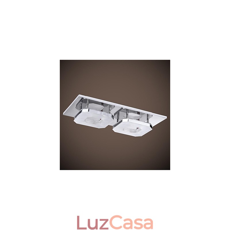 16W Acrílico Flush Mount 2 luzes Moderno Acrílico Galvanoplastia Aço Inoxidável