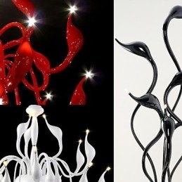 Lustre de metal com pintura contemporânea moderna e pingente de luz