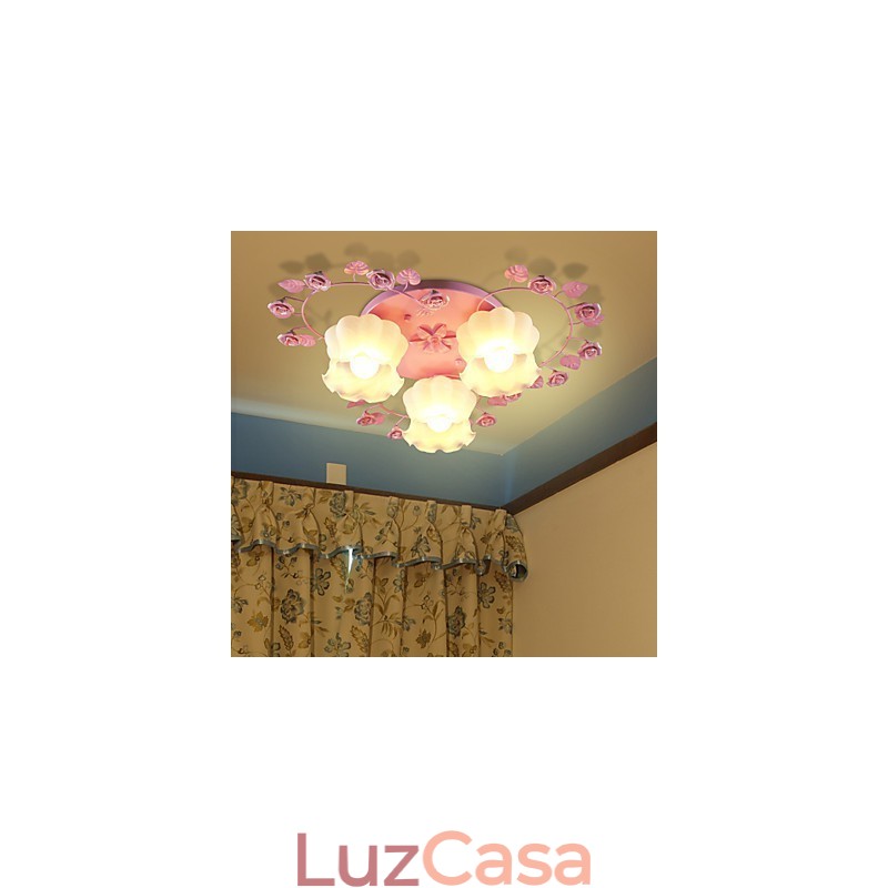 Lâmpada Criativa Lâmpada Contratada Rural Doce Rosa Rosa 3 Absorver Luz Dome