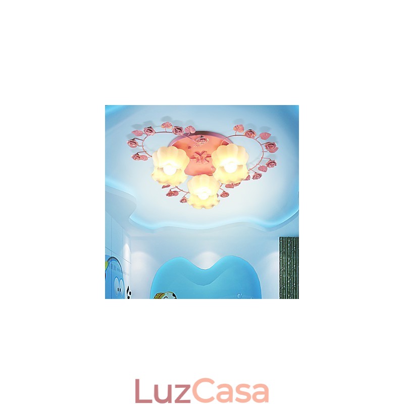 Lâmpada Criativa Lâmpada Contratada Rural Doce Rosa Rosa 3 Absorver Luz Dome