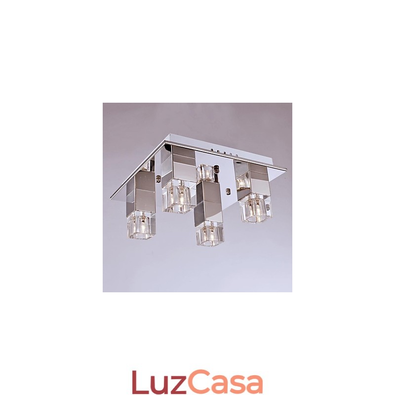 Luminárias de teto 4 luzes Cristal Artístico Aço Inoxidável Chapeamento