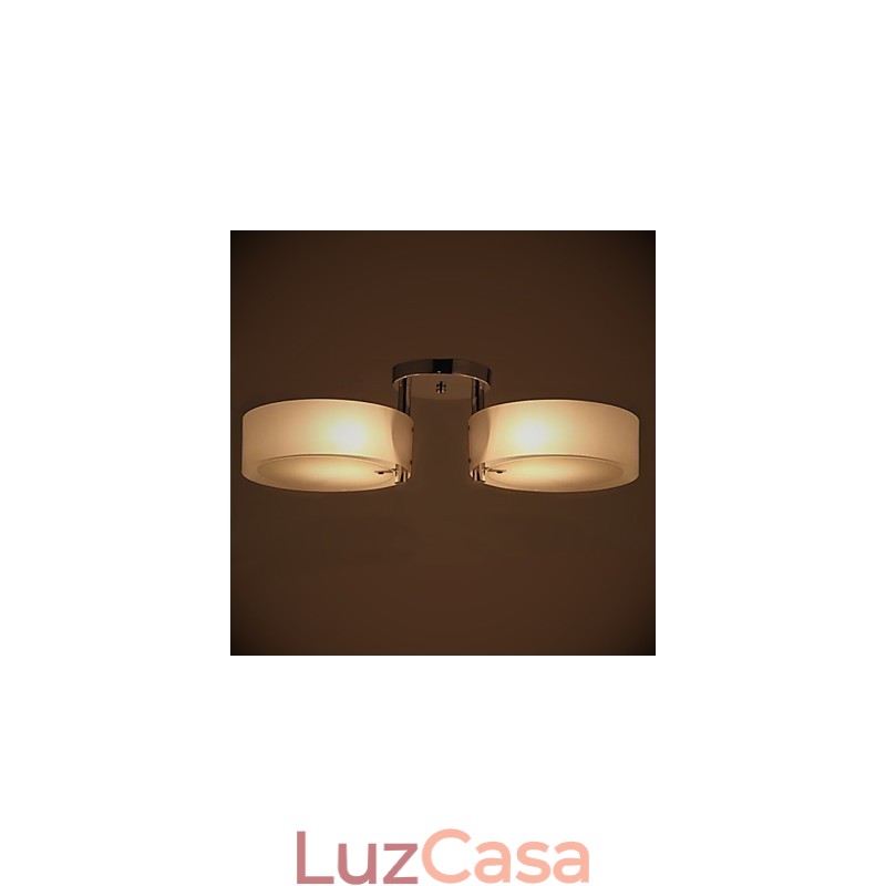 Luminária de teto moderna contemporânea embutida de 2 luzes em metal