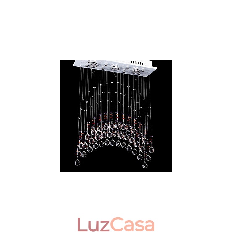 Lustre de cristal K9 de aço inoxidável com 5 luzes de luz transparente