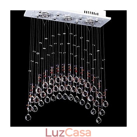 Lustre de cristal K9 de aço inoxidável com 5 luzes de luz transparente Lustre de cristal K9 de aço inoxidável com 5 luzes de luz transparente