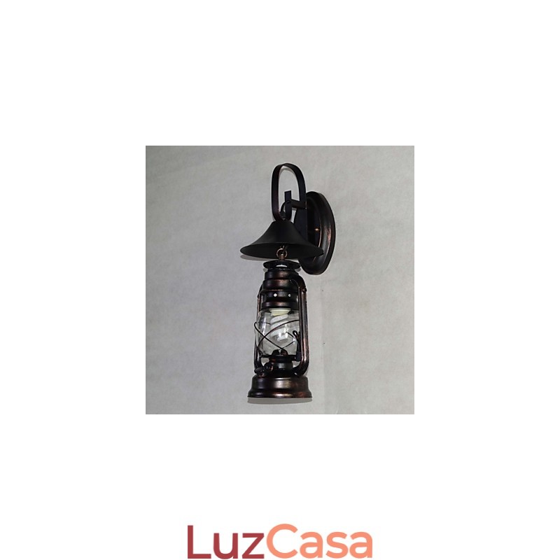 Luminária de parede vintage de metal preto com uma luz