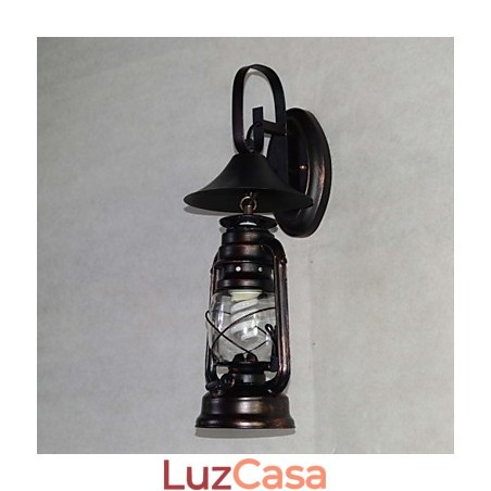 Luminária de parede vintage de metal preto com uma luz