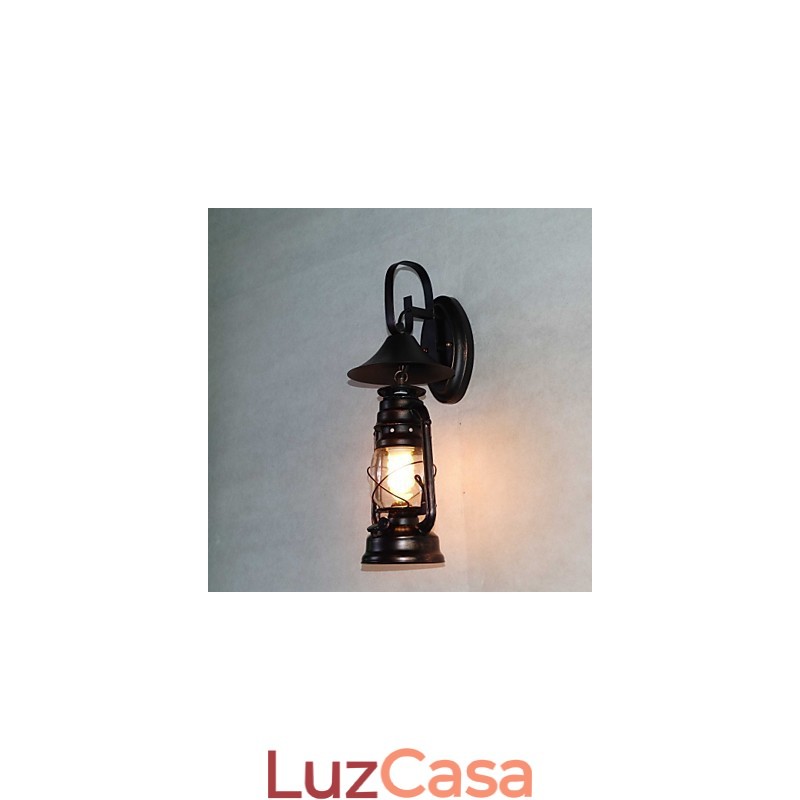 Luminária de parede vintage de metal preto com uma luz
