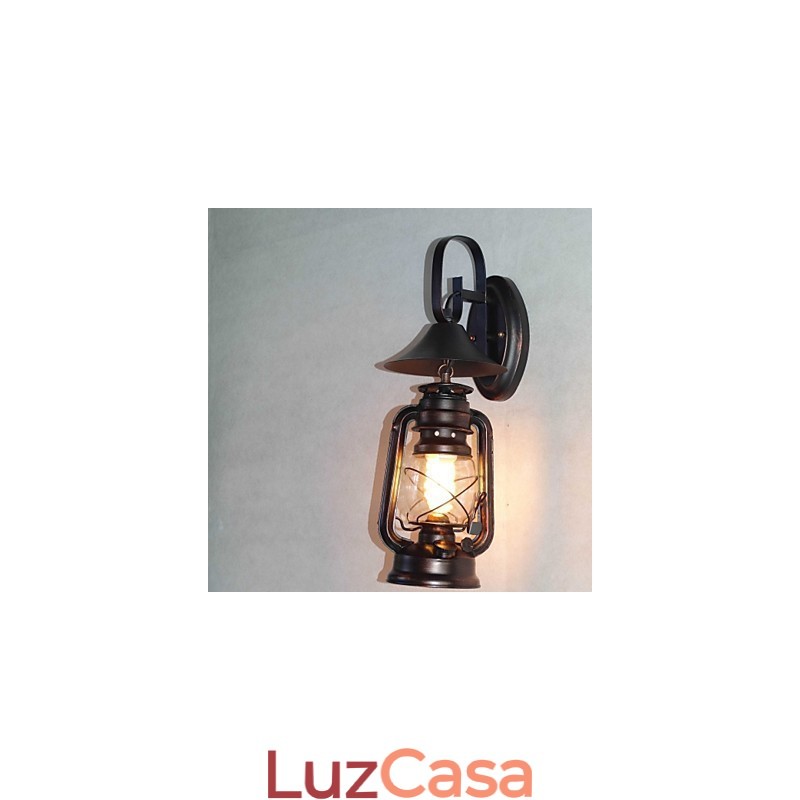 Luminária de parede vintage de metal preto com uma luz