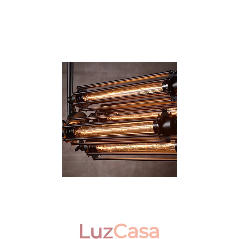 Lustre de metal galvanizado estilo retrô rústico Lodge Mini