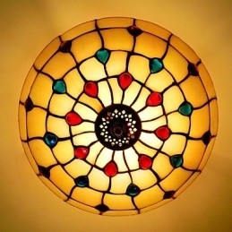 30*19CM Estilo Europeu Ferro Forjado Pnd Cauda Em Meia Cúpula Luz Vidro Colorido Lâmpada de Assento