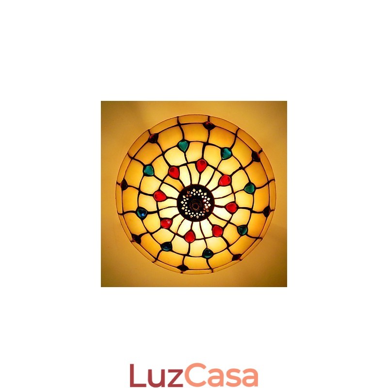 30*19CM Estilo Europeu Ferro Forjado Pnd Cauda Em Meia Cúpula Luz Vidro Colorido Lâmpada de Assento