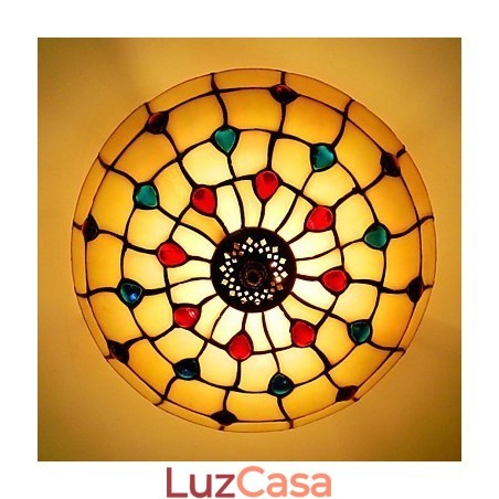 30*19CM Estilo Europeu Ferro Forjado Pnd Cauda Em Meia Cúpula Luz Vidro Colorido Lâmpada de Assento 30*19CM Estilo Europeu Ferro Forjado Pnd Cauda Em Meia Cúpula Luz Vidro Colorido Lâmpada de Assento