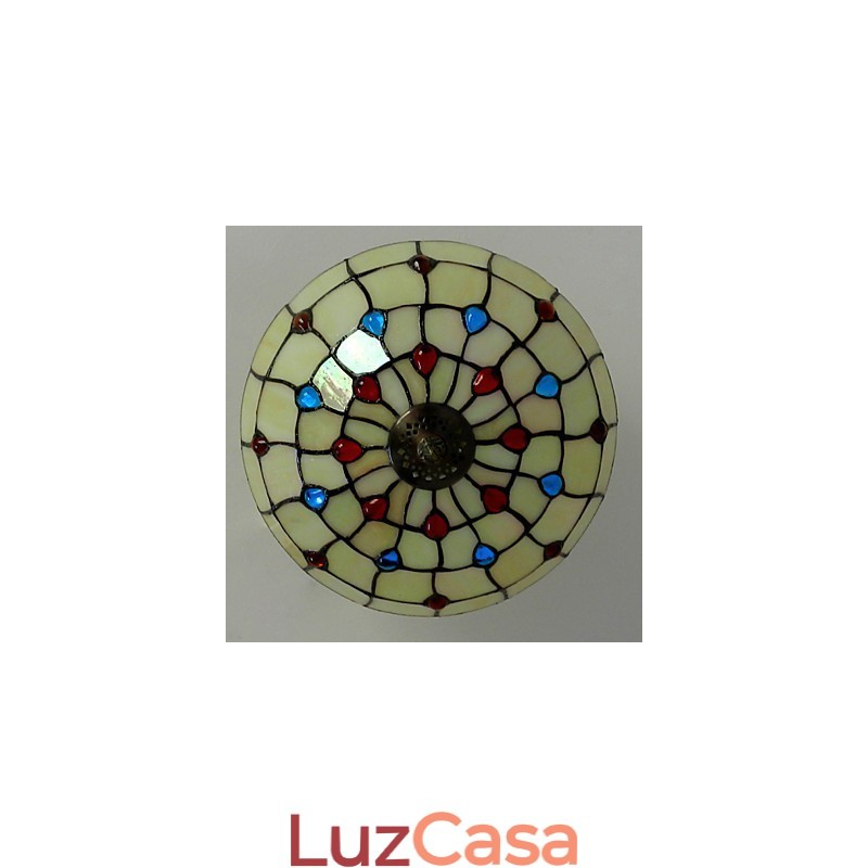 30*19CM Estilo Europeu Ferro Forjado Pnd Cauda Em Meia Cúpula Luz Vidro Colorido Lâmpada de Assento