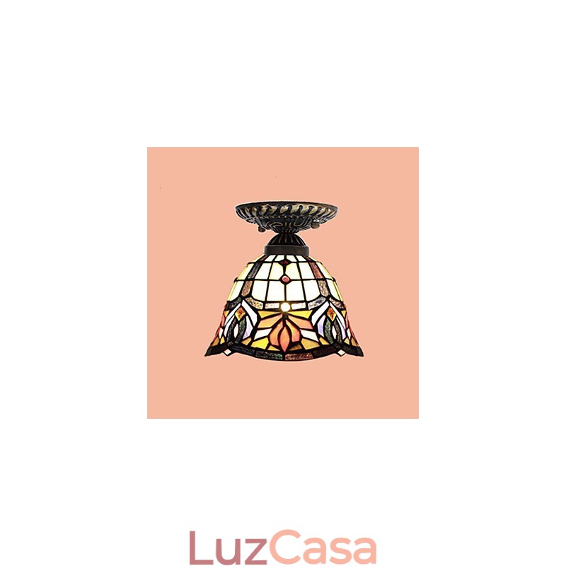 Artes criativas rurais europeias Vitral Absorver luz da lâmpada de cúpula
