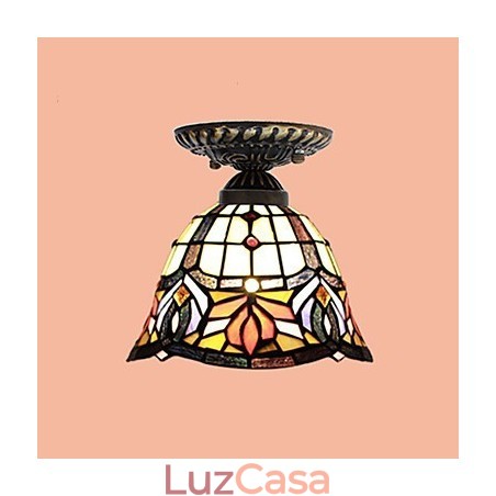 Artes criativas rurais europeias Vitral Absorver luz da lâmpada de cúpula Artes criativas rurais europeias Vitral Absorver luz da lâmpada de cúpula