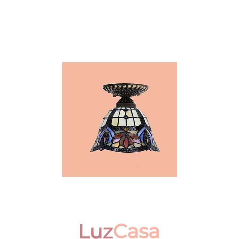 Artes criativas rurais europeias Vitral Absorver luz da lâmpada de cúpula