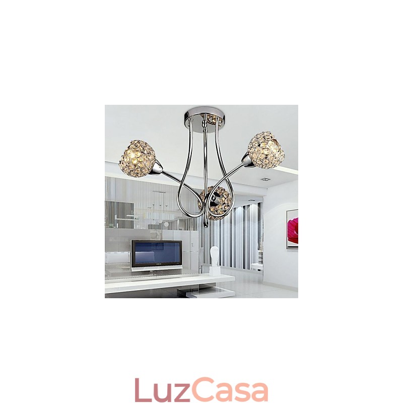 Luminária pendente moderna contemporânea tradicional clássica de cristal galvanizado com metal e montagem embutida