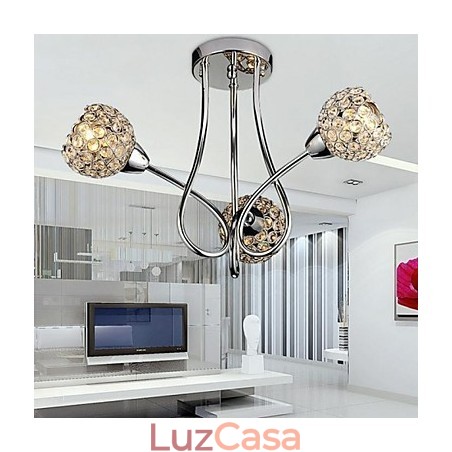 Luminária pendente moderna contemporânea tradicional clássica de cristal galvanizado com metal e montagem embutida Luminária pendente moderna contemporânea tradicional clássica de cristal galvanizado com metal e montagem embutida