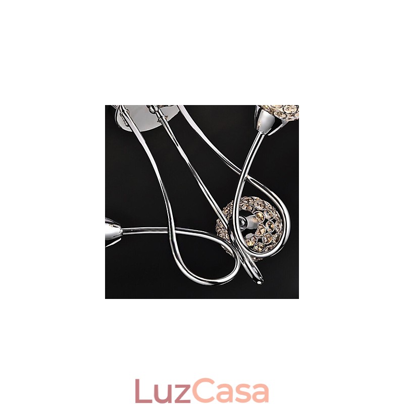 Luminária pendente moderna contemporânea tradicional clássica de cristal galvanizado com metal e montagem embutida