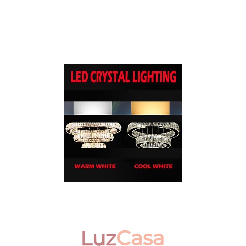 Lustre de cristal Luzes Iluminação Moderna Anéis Únicos K9 Grande Cristal Luminárias de Teto Interno