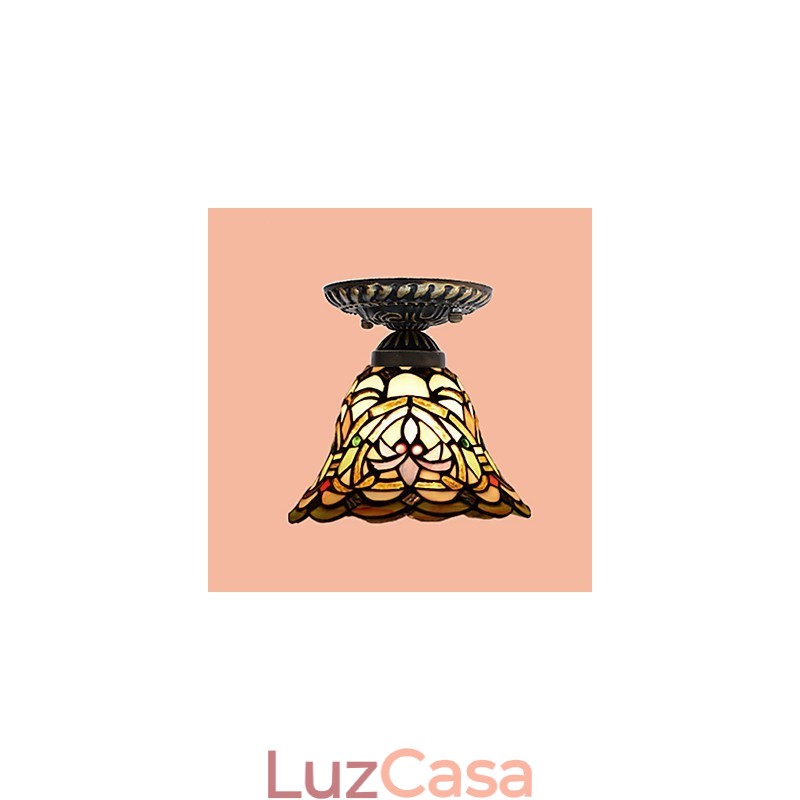 Artes criativas rurais europeias Vitral Absorver luz da lâmpada de cúpula