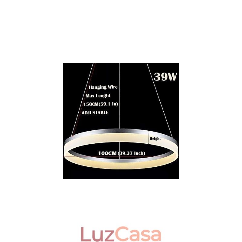 Luminárias pendentes redondas, modernas, de acrílico, iluminação luxuosa, luminárias de teto de anel único