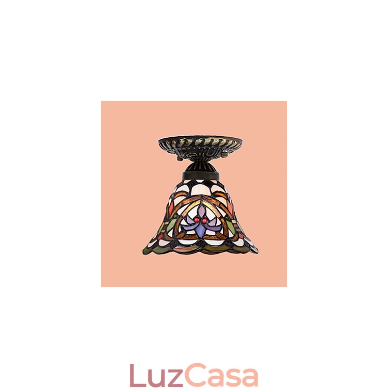 Artes criativas rurais europeias Vitral Absorver luz da lâmpada de cúpula