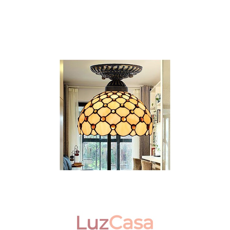 Artes criativas rurais europeias Vitral Absorver luz da lâmpada de cúpula