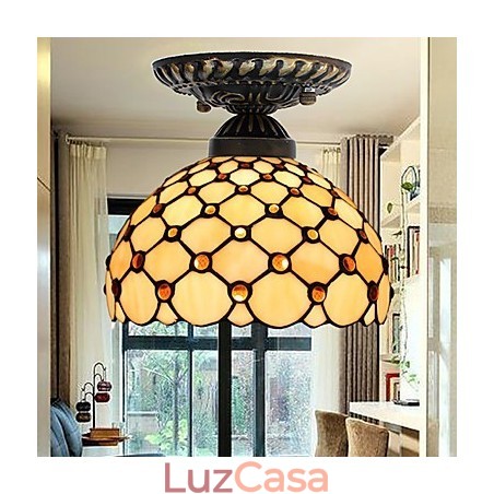 Artes criativas rurais europeias Vitral Absorver luz da lâmpada de cúpula Artes criativas rurais europeias Vitral Absorver luz da lâmpada de cúpula