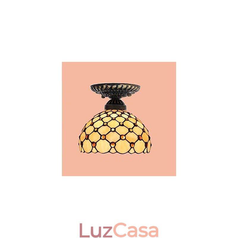 Artes criativas rurais europeias Vitral Absorver luz da lâmpada de cúpula
