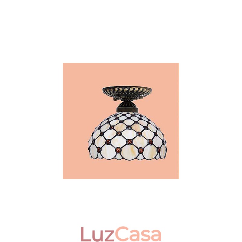 Artes criativas rurais europeias Vitral Absorver luz da lâmpada de cúpula