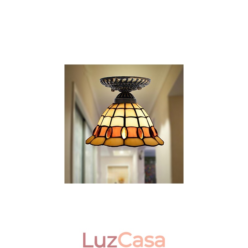 Artes criativas rurais europeias Vitral Absorver luz da lâmpada de cúpula