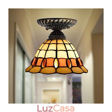 Artes criativas rurais europeias Vitral Absorver luz da lâmpada de cúpula Artes criativas rurais europeias Vitral Absorver luz da lâmpada de cúpula