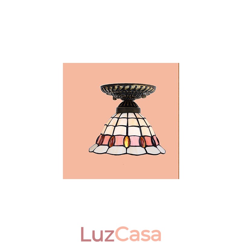 Artes criativas rurais europeias Vitral Absorver luz da lâmpada de cúpula