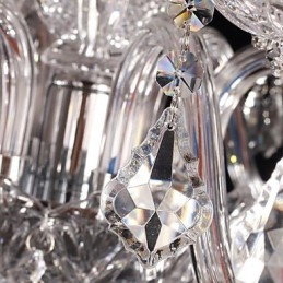 Lustre de cristal de luxo moderno, 8 luzes com sombra de tecido