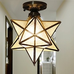 Artes criativas rurais europeias Vitrais estrelas para absorver a luz da lâmpada de cúpula