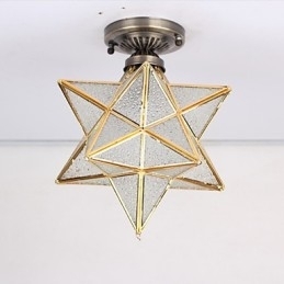 Artes criativas rurais europeias Vitrais estrelas para absorver a luz da lâmpada de cúpula